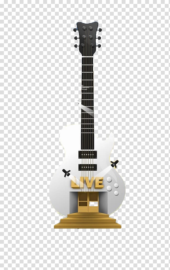 Electric guitar Music Tenor, Electric guitar building cartoon background material transparent background PNG clipart