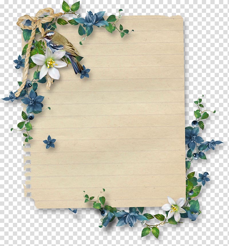 decorative flowers bird notepad transparent background PNG clipart