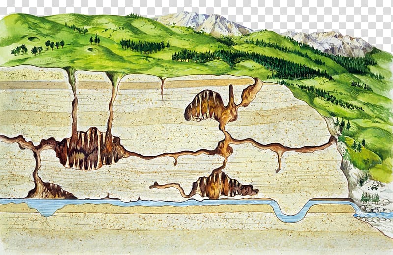 Drawing Karst Illustration, Underground cave river transparent background PNG clipart