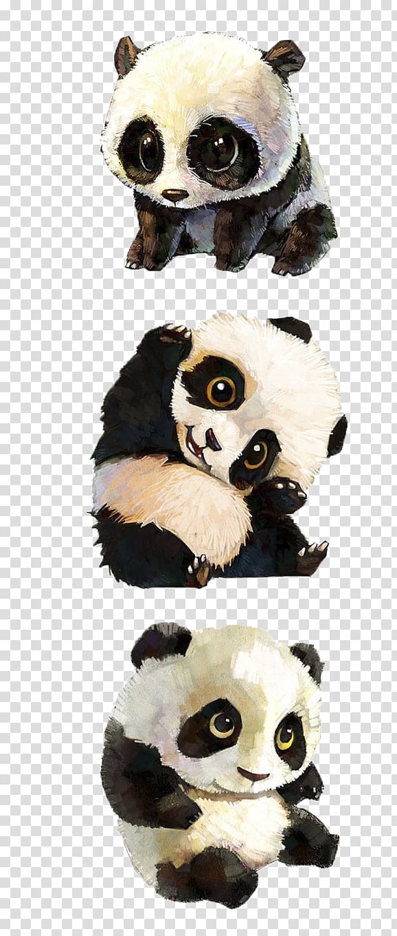 three white-and-black pandas illustration, Giant panda Tibetan Mastiff Red panda Baby Pandas Bear, Cartoon panda transparent background PNG clipart
