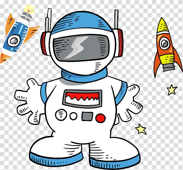 Cartoon Astronaut , Hand-painted cartoon astronaut transparent background PNG clipart
