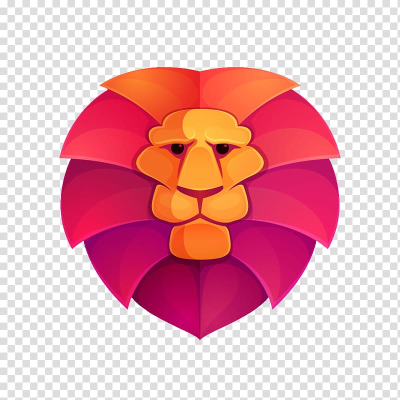 Logo Lion , Red gradient Lionhead transparent background PNG clipart