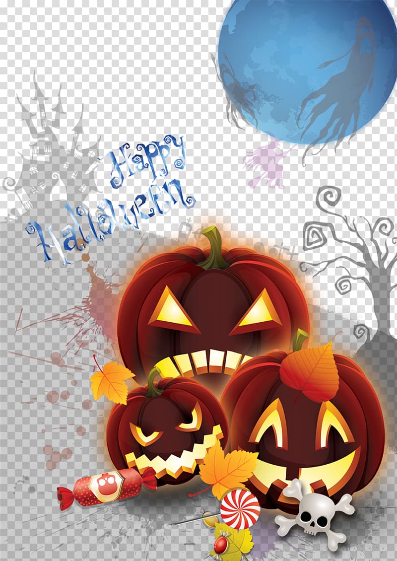 Halloween poster template transparent background PNG clipart
