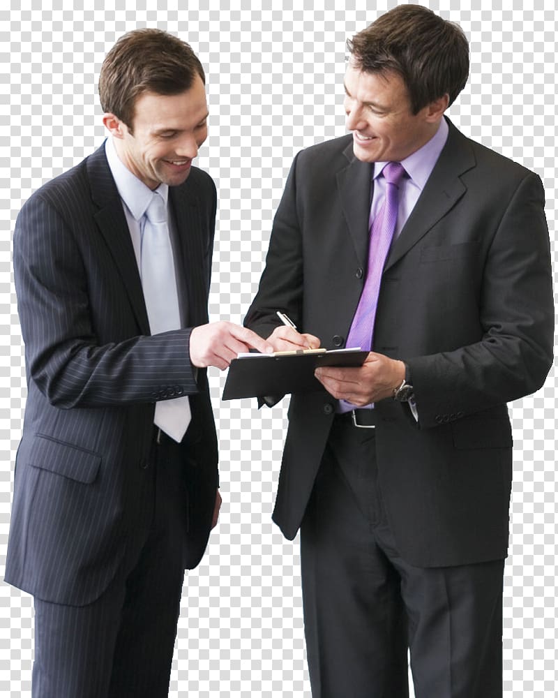 Two business people discuss things together transparent background PNG  clipart