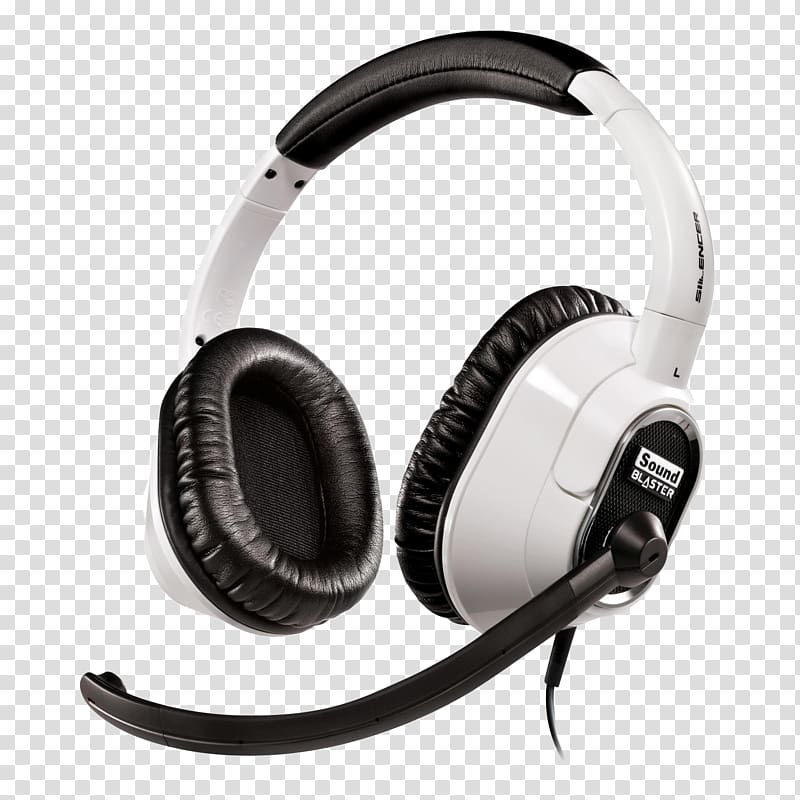 Sound Blaster X-Fi Sound card Headphones Creative Technology Surround sound, White high-end headphones transparent background PNG clipart