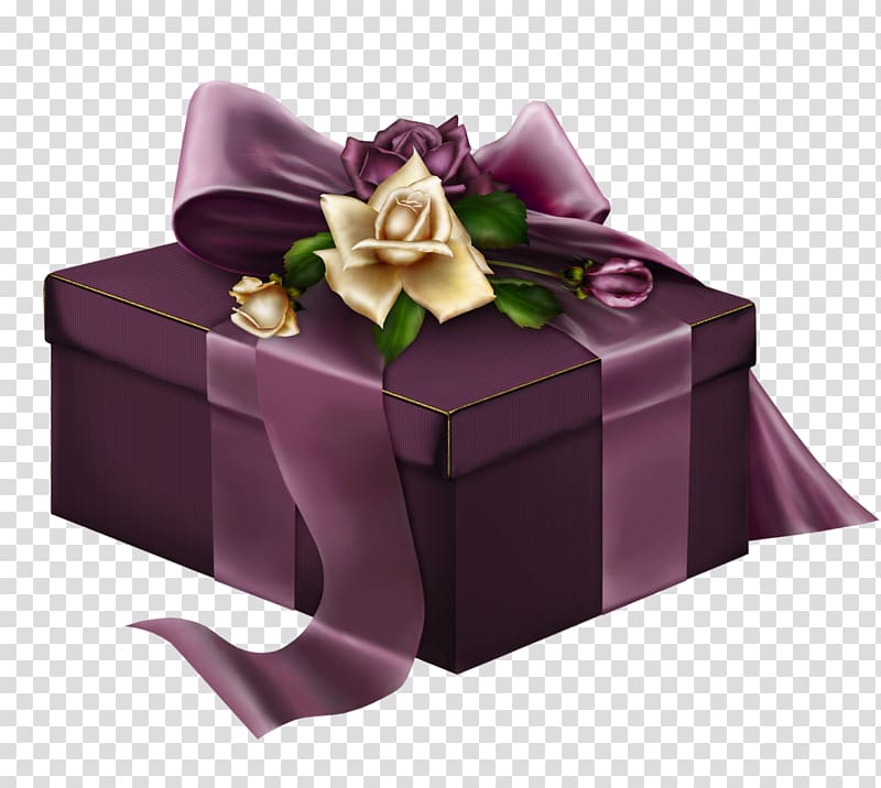 purple gift box illustration, Gift Rose , Purple Gift transparent background PNG clipart