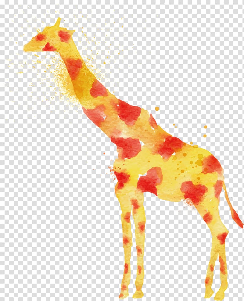 Giraffe Lion Watercolor painting Drawing, Giraffe transparent background PNG clipart