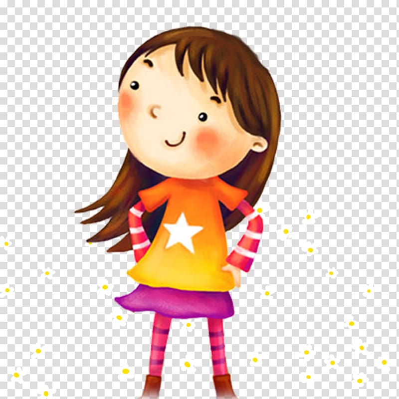 happy cartoon little girl