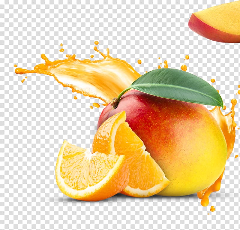 sliced mango and orange illustration, Juice Cocktail Organic food Mango Fruit, tropical fruit transparent background PNG clipart