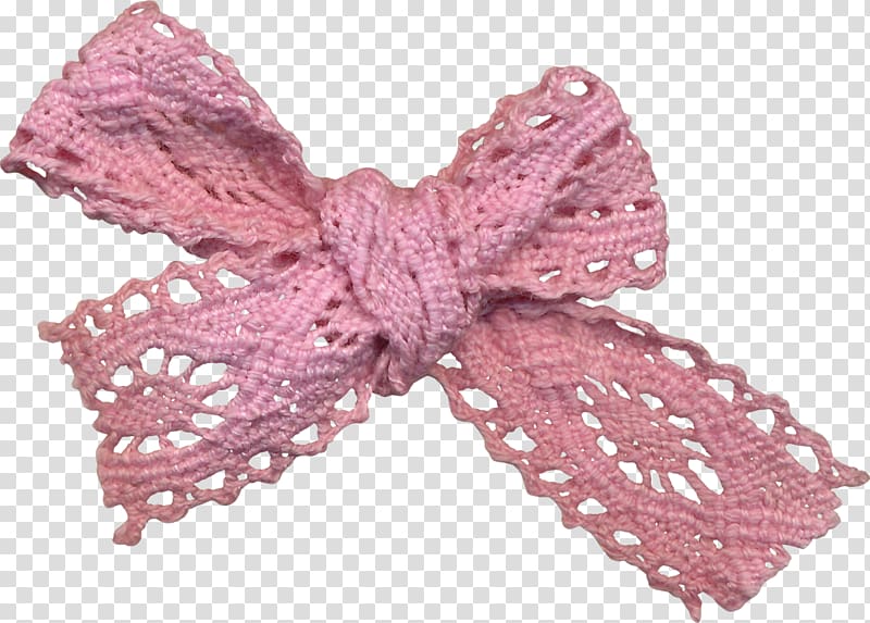 Ribbon Lace Pin , Pink woolen bow transparent background PNG clipart
