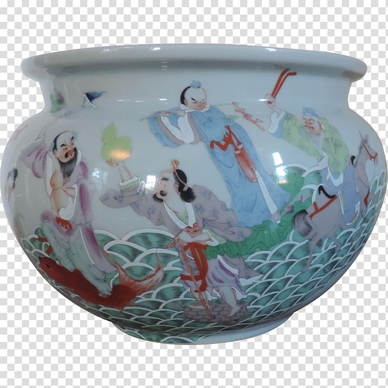 Chinese export porcelain Chinese ceramics Blue and white pottery, fish bowl transparent background PNG clipart