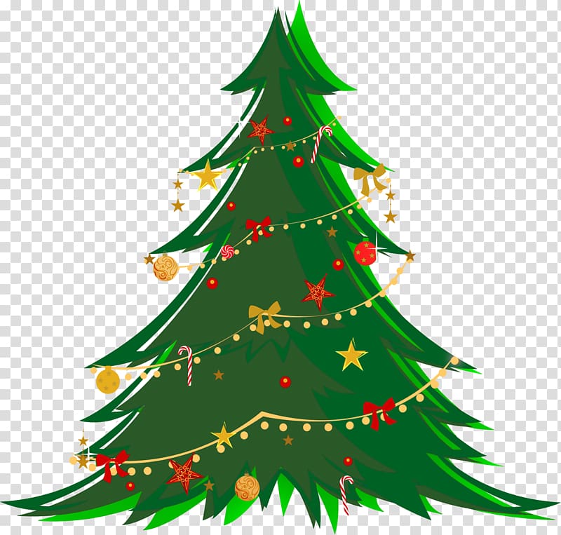 Christmas tree , Large Green Christmas Tree with Ornaments , green Christmas tree illustration transparent background PNG clipart