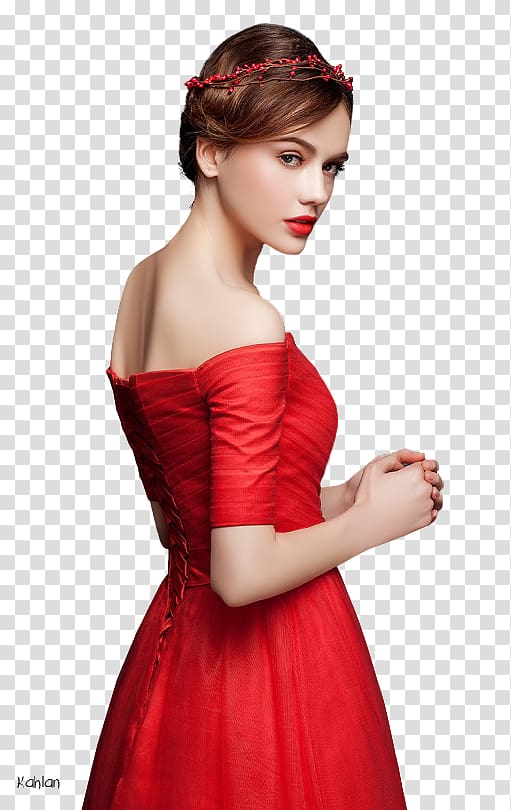 Cocktail dress Fashion Bayan, Woman red transparent background PNG clipart