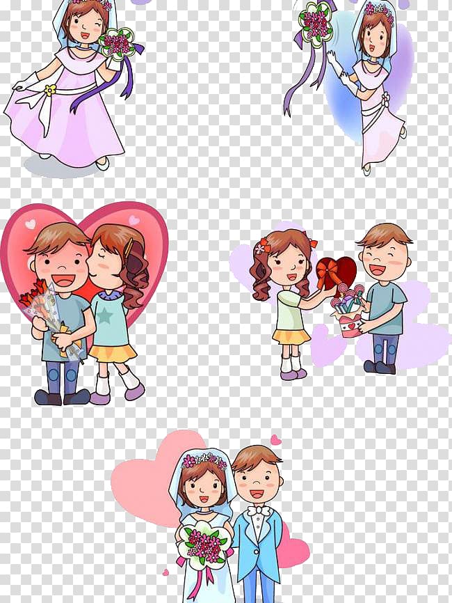 Cartoon couple Drawing Illustration, Valentine\'s Day transparent background PNG clipart
