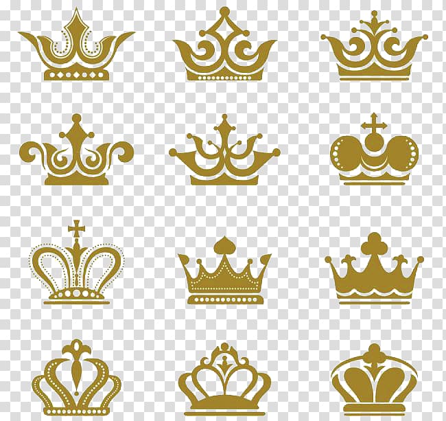 twelve assorted gold crowns illustration, Logo Poster, Crown transparent background PNG clipart