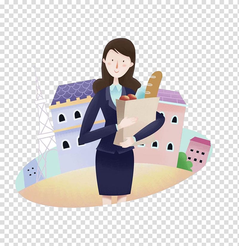Cartoon White-collar worker, Professional women who take things transparent background PNG clipart