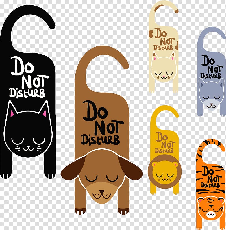 Door hanger Sign Illustration, Do Not Disturb sign cute little animals transparent background PNG clipart