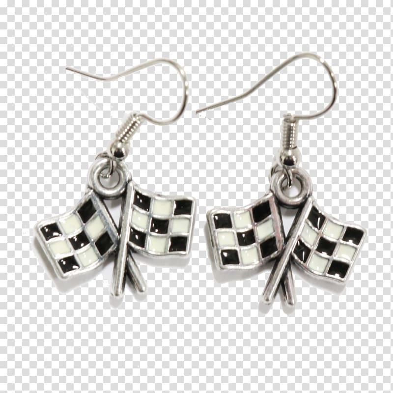 Earring Jewellery Clothing Accessories Silver, Checkered Flag Numbers transparent background PNG clipart
