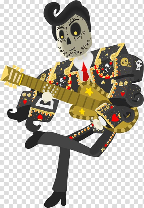 Calavera Santa Muerte Art Xibalba Day of the Dead, Guitar skull transparent background PNG clipart