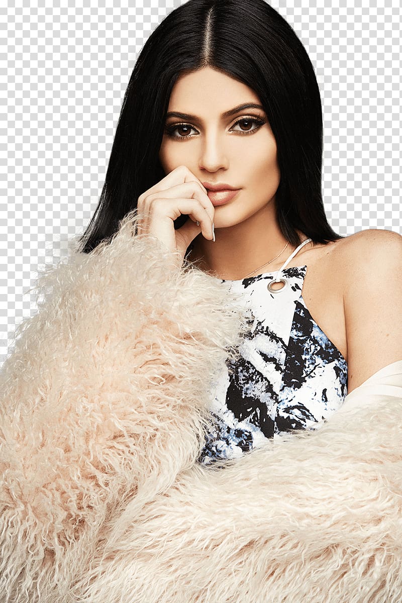 woman wearing white and black sleeveless dress, Kylie Jenner Fur transparent background PNG clipart