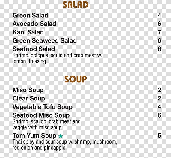 Nana Asian Fusion & Sushi Bar Menu Seafood Soup Document, creative seafood transparent background PNG clipart