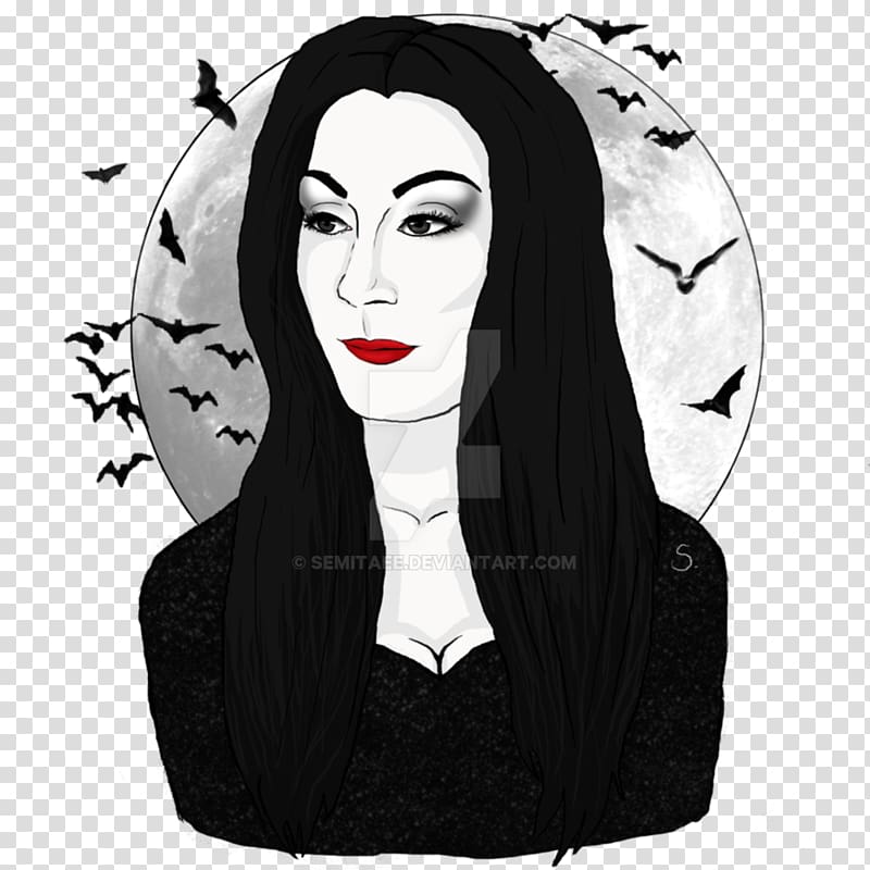 Black hair Microbat Character, morticia transparent background PNG clipart