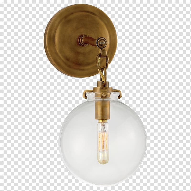 Lighting Sconce Glass Brass, light globe transparent background PNG clipart