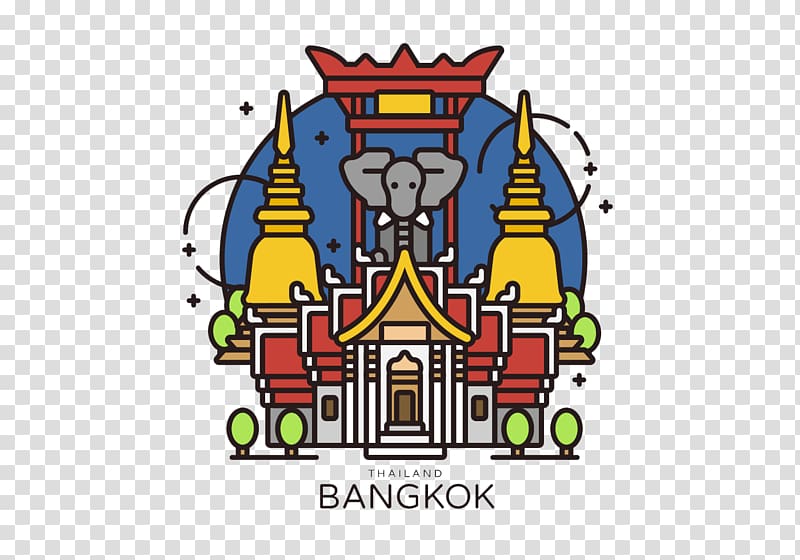 Bangkok illustration, Bangkok Logo Illustration, Cartoon collection temple transparent background PNG clipart