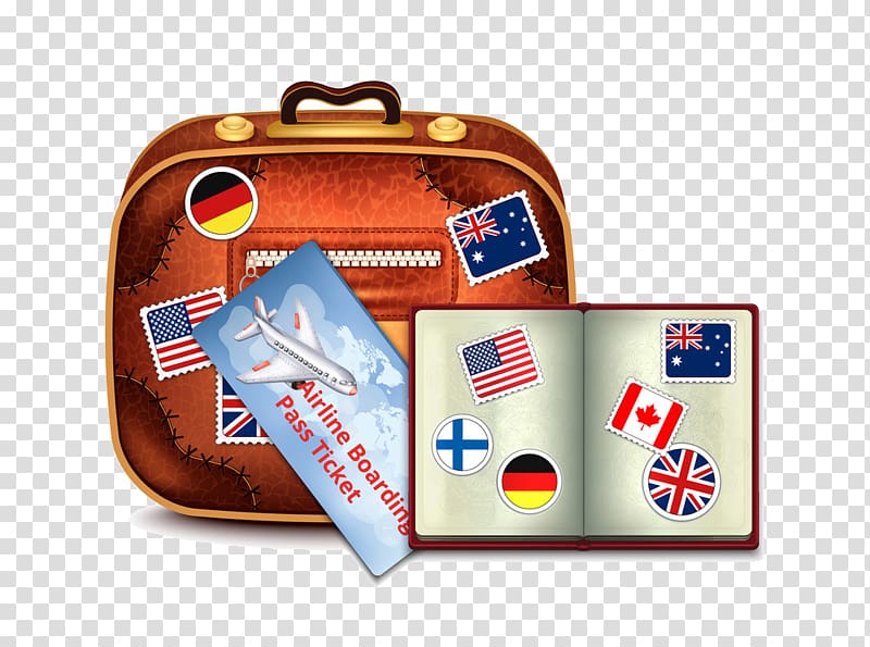 Passport stamp Suitcase Baggage, Luggage notebook transparent background PNG clipart