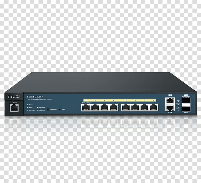 Network switch Power over Ethernet Gigabit Ethernet ENGENIUS GIGABIT POE+ SWITCH IEEE 802.3at, others transparent background PNG clipart