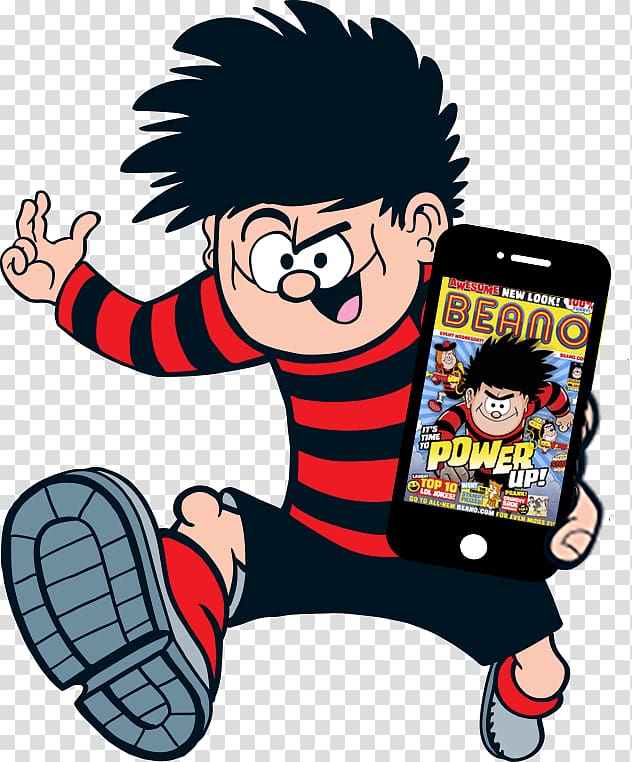 The Beano Dennis the Menace and Gnasher The Numskulls Comics, hand with phone transparent background PNG clipart