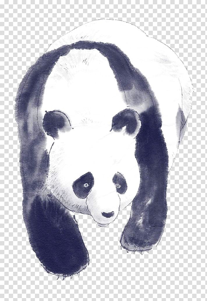 Giant panda Teddy bear Fur Snout, Ink hand-painted creative lovely panda transparent background PNG clipart