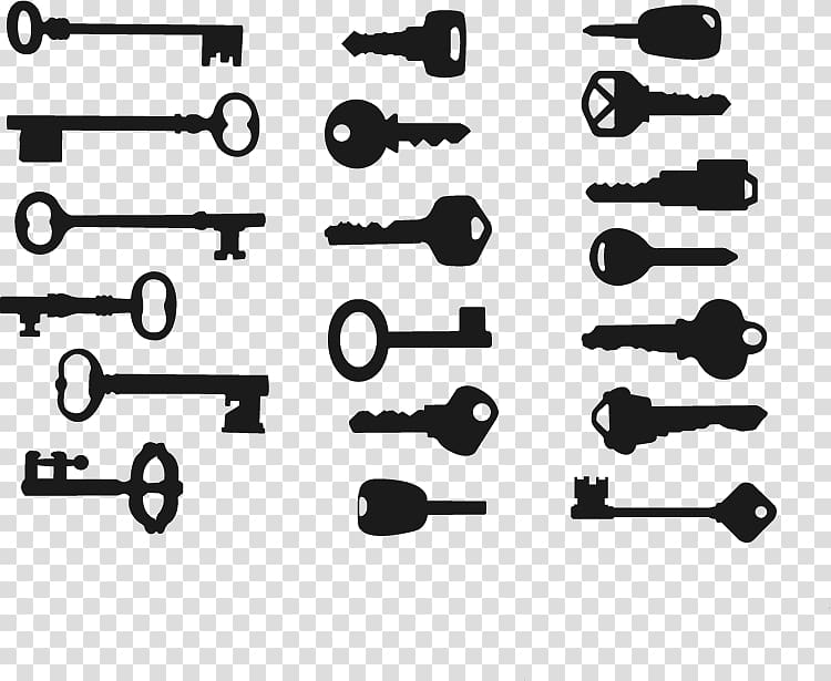 assorted keys , Key Silhouette , Key silhouettes transparent background PNG clipart
