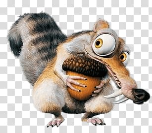 Scrat from Ice Age illustration, Ice Age Louis With Acorn transparent background PNG clipart