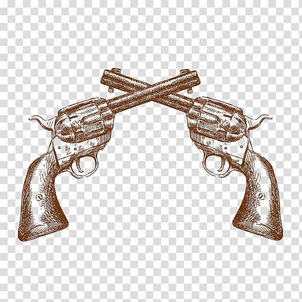 two revolver pistol , American frontier Western Illustration, Spear revolver transparent background PNG clipart