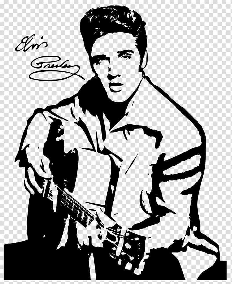 Elvis Presley, Elvis Presley Drawing Silhouette Black and white , ELVIS transparent background PNG clipart