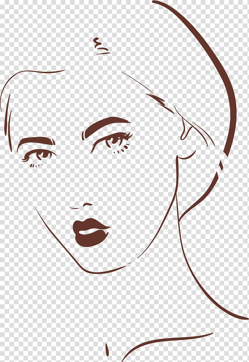 Woman Drawing Illustration, Short hair female contour transparent background PNG clipart