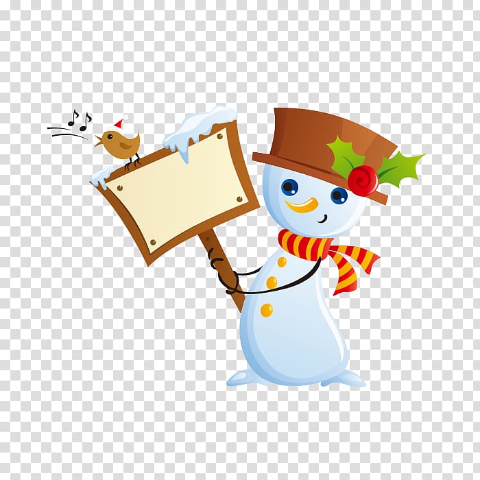 Santa Claus Christmas Snowman, Christmas snowman holding a wooden sign transparent background PNG clipart