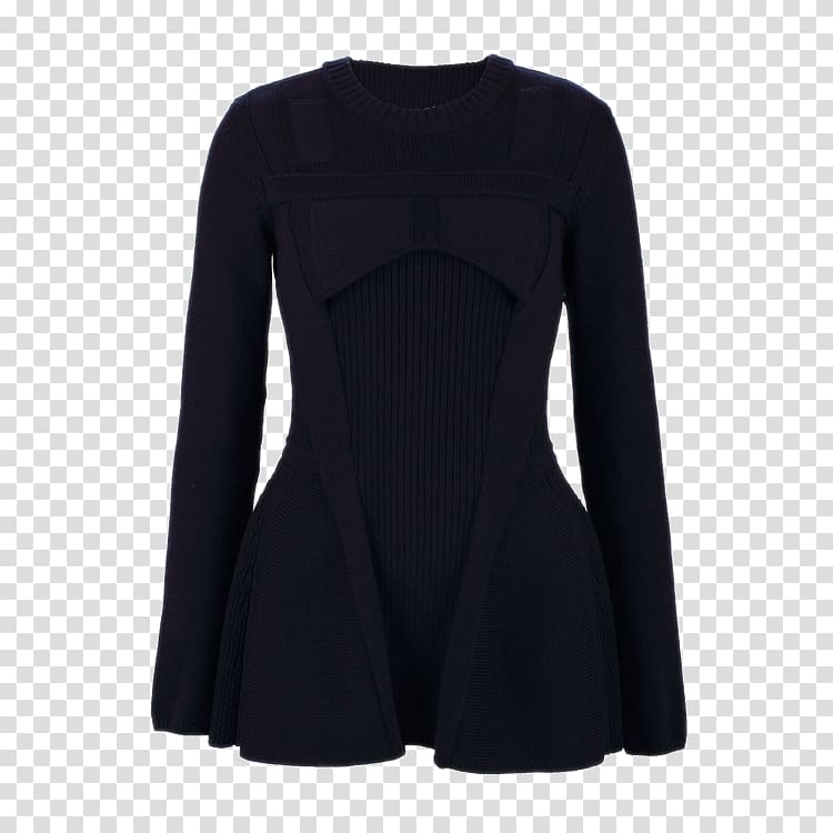Little black dress T-shirt Shoulder Sleeve, Autumn and winter wool dress Slim transparent background PNG clipart