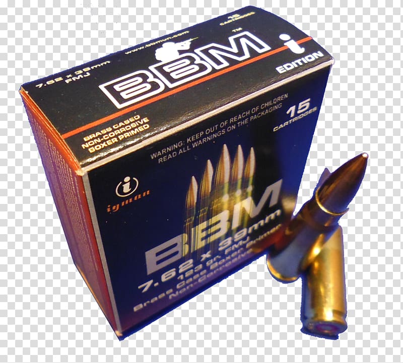 Ammunition 7.62×39mm Full metal jacket bullet Soft-point bullet 7.62 mm caliber, Full Metal Jacket transparent background PNG clipart