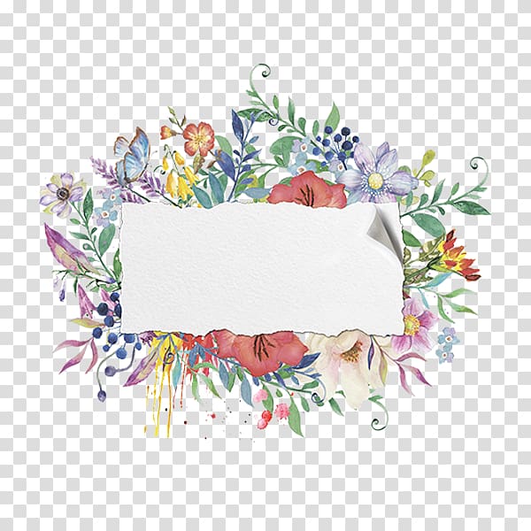 red, white, and green floral , Watercolor painting, Hand painted watercolor floral frame material transparent background PNG clipart
