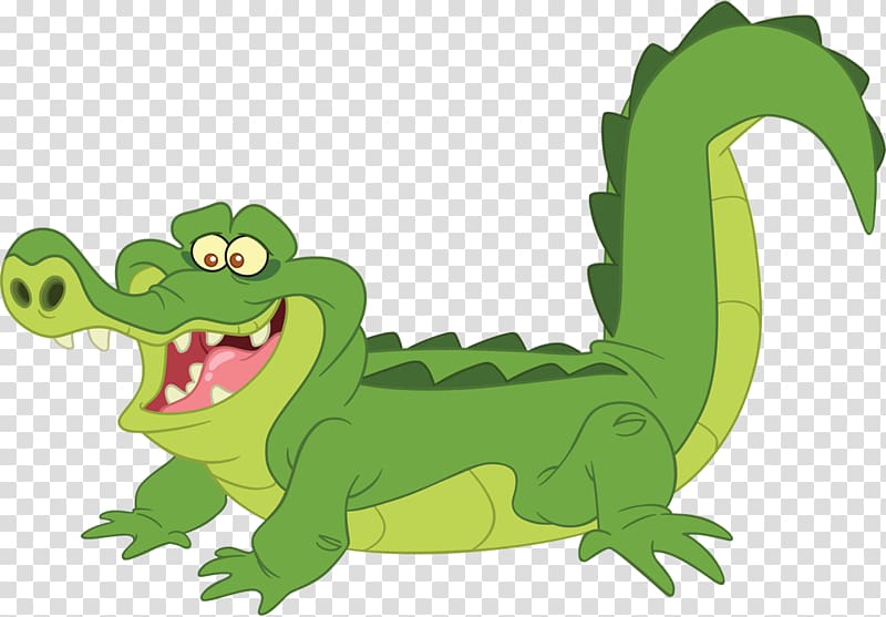 green crocodile art, Peter Pan Tinker Bell Tick-Tock the Crocodile Alligator, Cartoon crocodile transparent background PNG clipart
