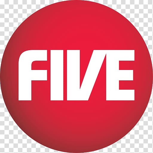 red background with five text overlay, Channel 5 Logo Television channel Astley Baker Davies, 5 transparent background PNG clipart