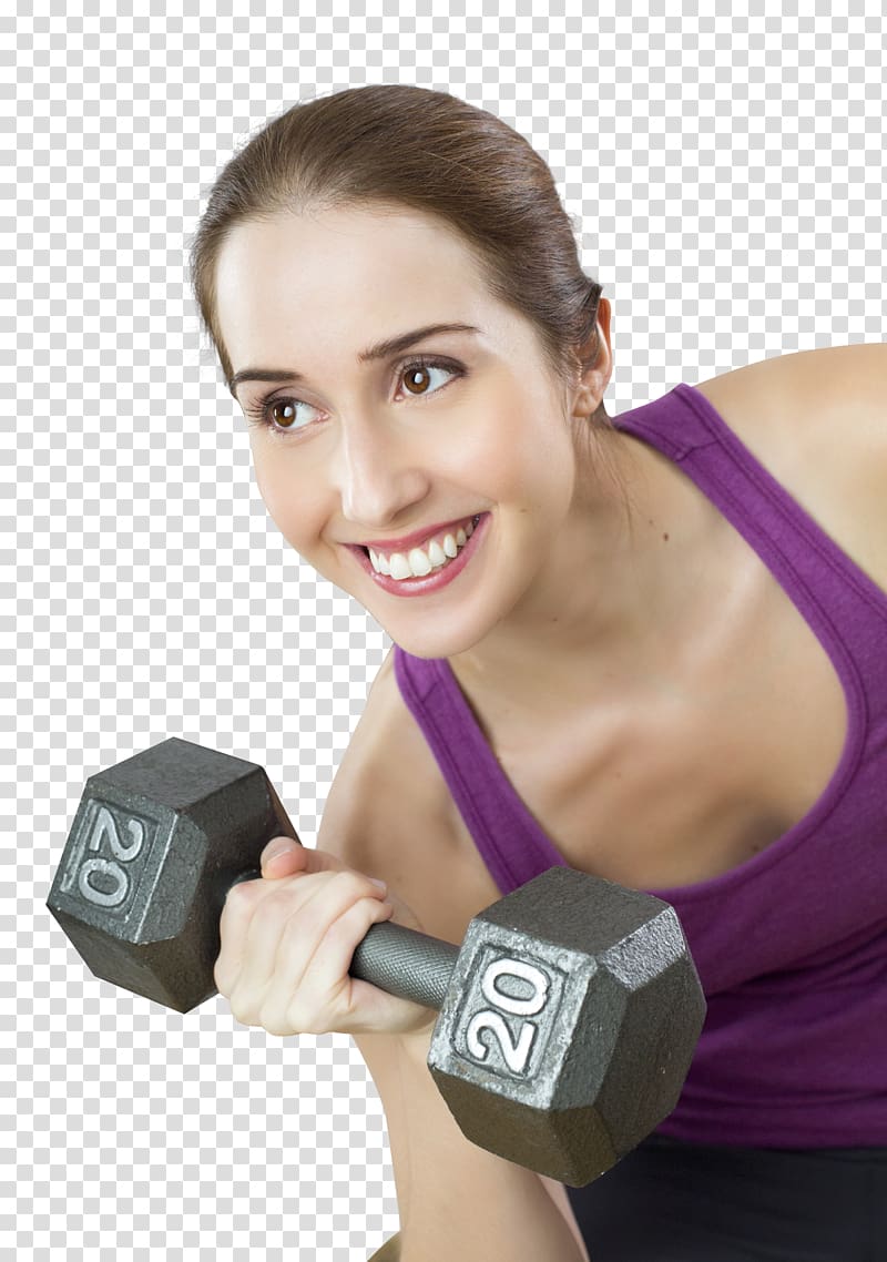 woman doing workout, Physical exercise Physical fitness Fitness Centre Health Personal trainer, Young Fit Woman Exercises With Dumbbell transparent background PNG clipart