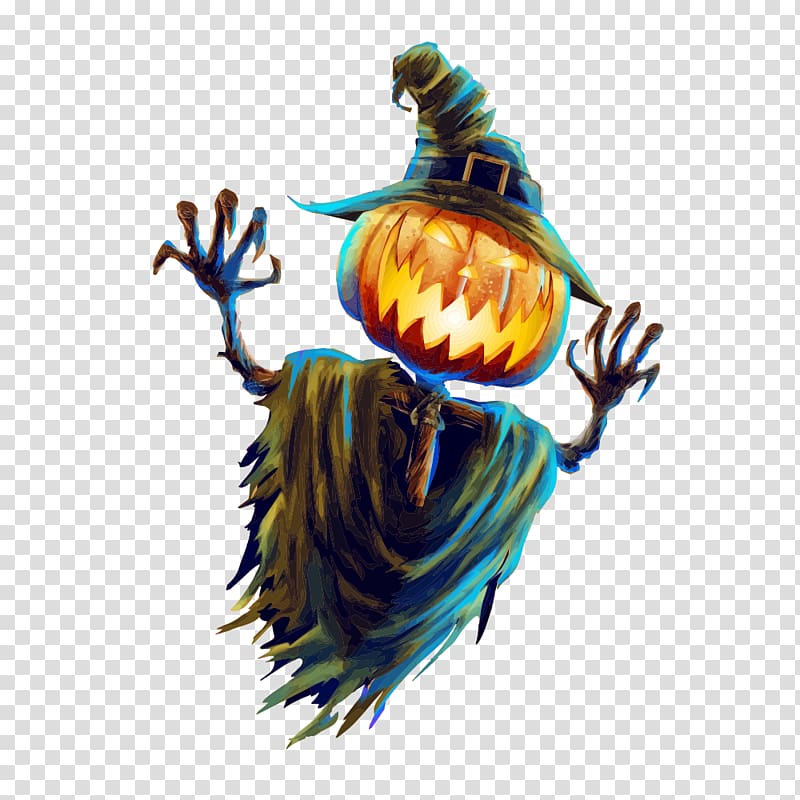 Halloween Poster Jack-o\'-lantern Party, Free Halloween pumpkin ghost pull material transparent background PNG clipart