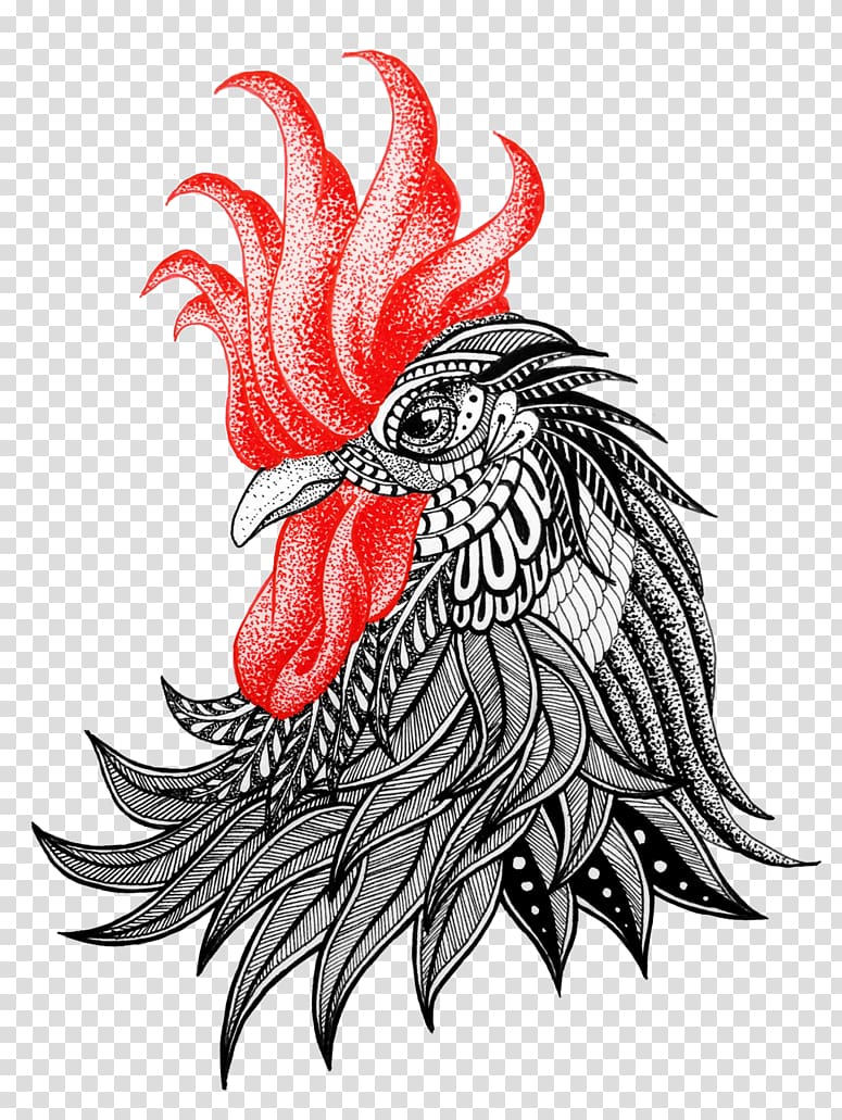 Rooster Drawing Dragon Abziehtattoo, dragon transparent background PNG clipart