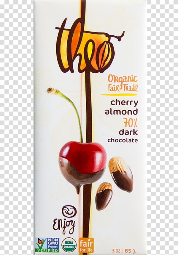 Chocolate bar Organic food Theo Chocolate Cocoa bean, cherry chocolate transparent background PNG clipart