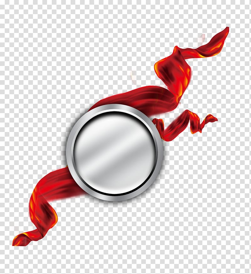 Silver medal Red Textile, Medals transparent background PNG clipart