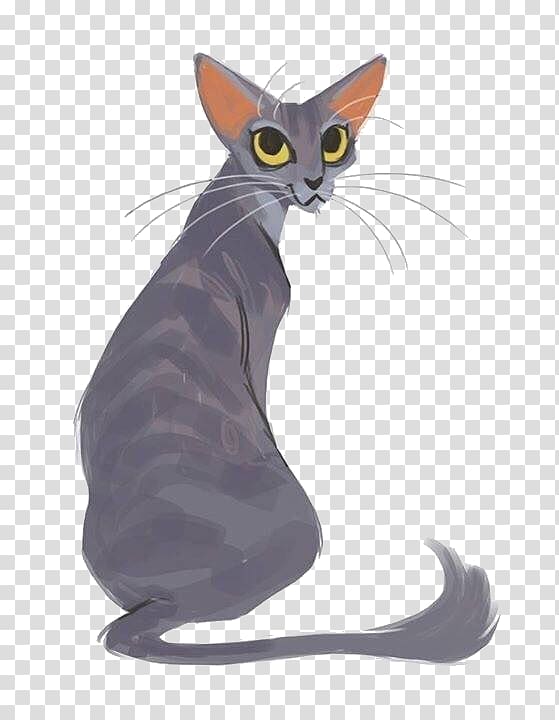 Oriental Shorthair Abyssinian Egyptian Mau Siamese cat Kitten, Cartoon gray kitten transparent background PNG clipart
