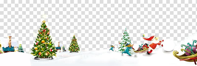 Santa Claus Christmas tree Christmas decoration Reindeer, Christmas tree background material on the snow transparent background PNG clipart